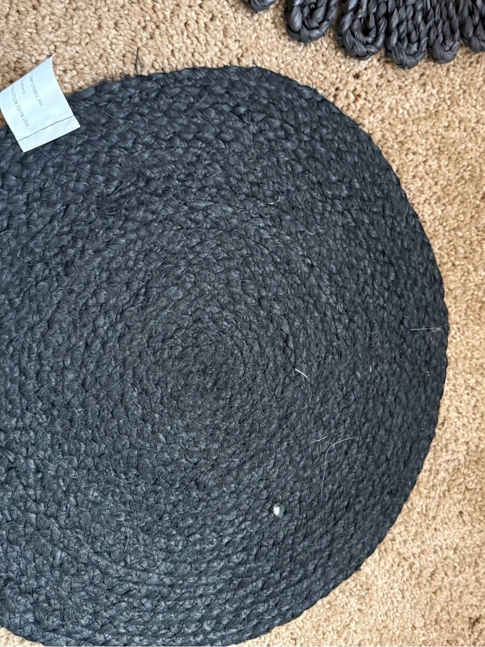 Hobby Lobby Round Placemats Set in Black, Natural, and White